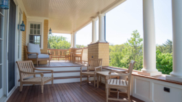 Ogunquit, Maine oceanfront custom home by Don Madore custom home design and construction. Atlantic ocean view porch.