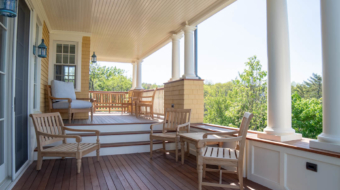Ogunquit, Maine oceanfront custom home by Don Madore custom home design and construction. Atlantic ocean view porch.