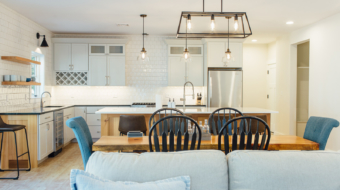 Kitchen-Dining Room, New Hampshire, "Modern Cottage," Custom home design and construction by Don Madore. New England home builders.